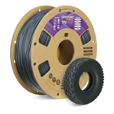 Abbildung von OVERTURE TPU Filament 1.75 mm, Flexible Rolle Weiches 3D Drucker Filament, 95A 1kg Spule (2.2 lbs), Maßgenauigkeit +/ 0,02 mm (Space Grau)