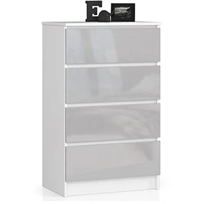 Abbildung von Home Collective Kommode in Metall Hochglanz mit 4 geräumigen Schubladen, 60 cm breit, 99 hoch Schlafzimmer Flur Wohnzimmer Organizer Schubladen Holz Highboard Sideboard Schrank