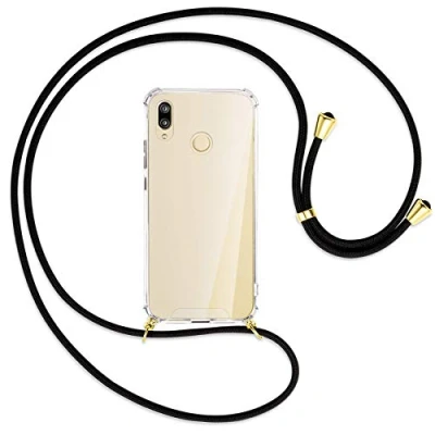 Abbildung von mtb more energy Handykette kompatibel mit Huawei P20 Lite (5.84&#039;&#039;) schwarz/Gold Smartphone Hülle zum Umhängen Anti Shock Full TPU Case