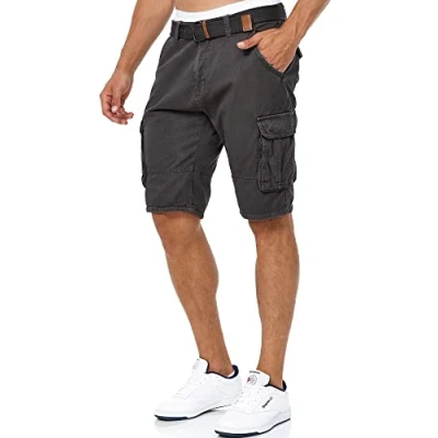 Abbildung von Indicode Herren Monroe Cargo Shorts inkl. Gürtel Bermuda Männer Sommerhose aus Baumwolle Raven L