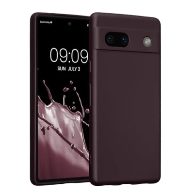 Abbildung von kwmobile Handyhülle kompatibel mit Google Pixel 7a Hülle weiche Silikon Case metallisch schimmernd in Metallic Brombeere