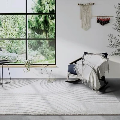 Abbildung von Elle Decoration Hochflor Teppich Pigment Moderner Wohnzimmerteppich, Langflor Shaggy, Modernes Muster, Flauschig Weich Boho für Wohnzimmer, Schlafzimmer Cremeweiß, 80x120cm