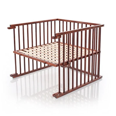 Abbildung von babybay Kinderbett Umbausatz stufenlos verstellbar passend für Modell Maxi und Boxspring Beistellbett I Babybett Größe: 140 cm x 89 aus massivem Buchenholz, dunkelbraun lackiert