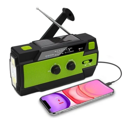Abbildung von Grafner Kurbelradio Solar USB LED Akku Camping Survival Notfallradio Radio (FM, AM, Aufladung per Kurbel)