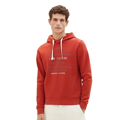 Abbildung von TOM TAILOR Herren 1039949 Hoodie mit Print, 14302 velvet red, M