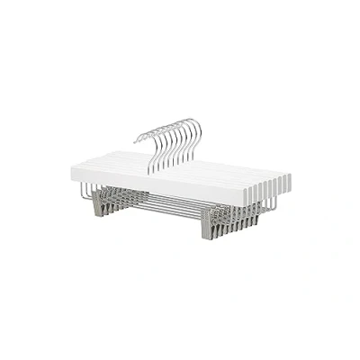 Abbildung von Amazon Basics Holzkleiderbügel mit Klammern, 10er Pack, Weiß