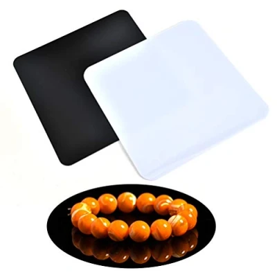 Abbildung von 30x30cm Reflektoren Anzeigetafel, Acryl Fotografie Hintergrundplatte Weiße und Schwarze für Produkt Tischplatten Aufnahmen, 2er Pack