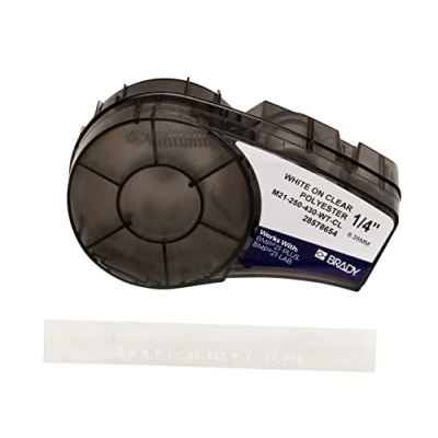 Abbildung von Brady (M21 250 430 WT CL) Polyesterband für BMP21 PLUS; LAB; 6.35 mm x 6.40 m Weiß auf transparent