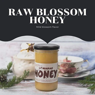 Abbildung von Reiner, roher Honig, Bio Wildblume, 100% natürlich, 350 g ungefiltert ungeheizt aus nicht saugaren gefütterten Bienen mit hoher Konzentration an Proteinmineralien und natürlichen Säuren …