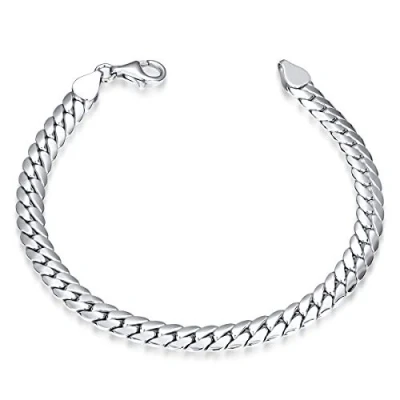 Abbildung von MATERIA Panzerketten Armband Männer 925 Sterling Silber Herrenschmuck 6mm breit flach rhodiniert SA 125 18 cm