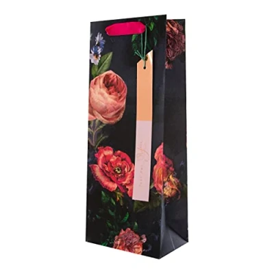Abbildung von Hallmark Flaschentasche für verschiedene Anlässe, dunkles Blumenmuster