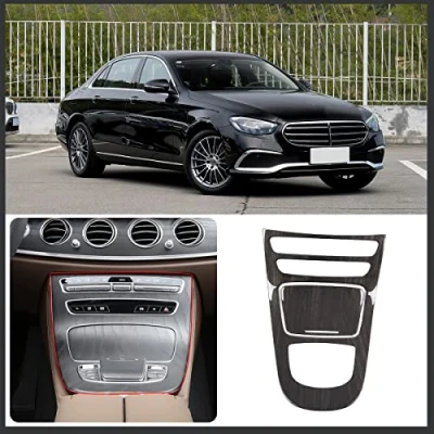 Abbildung von Auto Innenausstattung aus ABS Kunststoff, Mittelkonsole, Schalttafel, Rahmen Abdeckung für Benz E Klasse W213 2019 2021 (schwarze Holzmaserung)