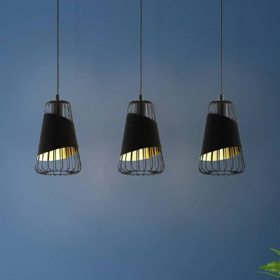 Abbildung von Eglo 49448 Pendelleuchte AUSTELL schwarz, gold E27 3X40W L:76,5cm B:16,5cm H:110cm dimmbar