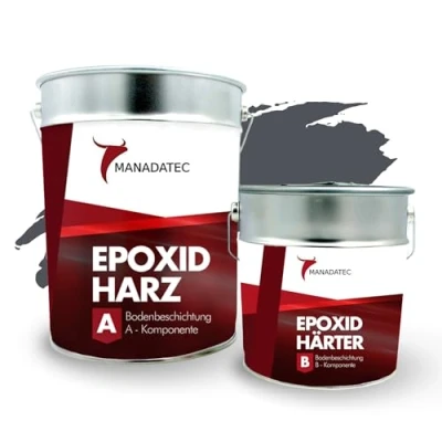 Abbildung von MANADATEC 2k Epoxidharz Bodenbeschichtung 5kg I RAL 7015 Schiefergrau Lösemittelfrei, Umweltfreundlich &amp; Geruchsneutral Beschichtung für Garagen Kellerböden Hohe Schlagfestigkeit