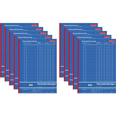 Abbildung von Herlitz 882415 Kassenabrechnungsbuch 502, Karton, A4, 2x50 Blatt blau (10)