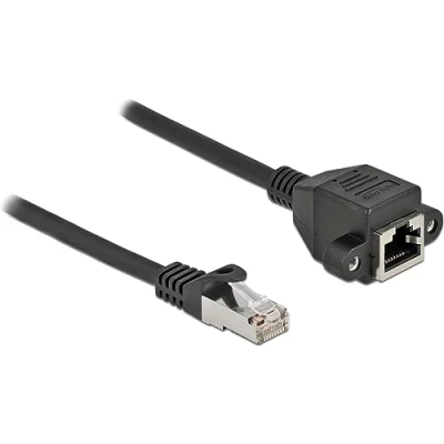 Abbildung von Delock Netzwerk Verlängerungskabel S/FTP RJ45 Stecker/Buchse Cat6A 25 cm schwarz