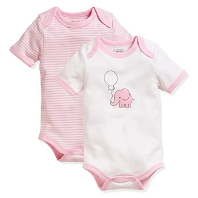 Abbildung von Schnizler Unisex Kinder Kleinkind Multipack Baby Body, rosa 1/4 Arm 2er Pack Elefant, 86/92