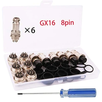 Abbildung von RUNCCI YUN Aviation Stecker, 6x 16mm Gewinde 8Pin Weiblich Metall Draht Stecker + 16 mm 8 Pin 6 x Gummi Displayschutzfolie Gap,