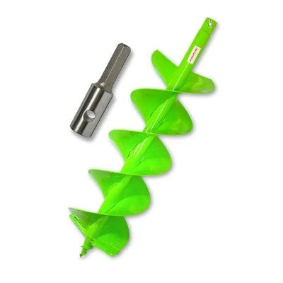 Abbildung von WERHE Profi Bohrer für Erdbohrer 180 mm Pfahlbohrer Brunnenbohrer präzise Bohrspitze Spiral eco Farbe mit Hex Adapter