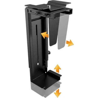Abbildung von RICOO PC Halterung unter Schreibtisch Computerhalterung für Untertisch bis 10Kg &amp; 360 Grad Flexibel TRH 06 Drehbar Schwenkbar Computer Server Rack Gehäuse Tischhalterung
