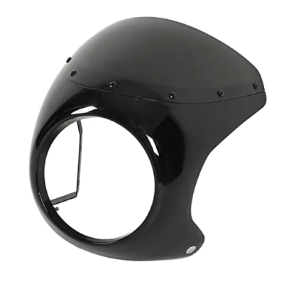 Abbildung von Rengu Vordere Motorrad Scheinwerfer Verkleidung Abs Universal Schwarz (Glänzend schwarz)