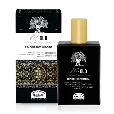 Abbildung von Helan, M Oud, Aftershave für Herren, sanftes und feuchtigkeitsspendendes Spray, belebende Bartlotion mit beruhigender Wirkung gegen Reizungen, Zitronen Mentholwasser, 75 ml, hergestellt in