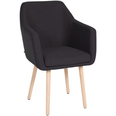 Abbildung von CLP Esszimmerstuhl Utrecht Mit Stoffbezug I Polsterstuhl Robustem Holzgestell Retrostuhl Bodenschonern I, Farbe:schwarz, Gestell Farbe:Natur