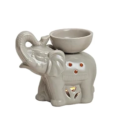 Abbildung von meindekoartikel Duftlampe Aromalampe Olifant für Duftöl Duftwachs aus Keramik Höhe 14cm (GRAU)