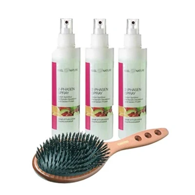 Abbildung von Beauty Set: Feel Nature 2 Phasen Pflegespray 200ml 3 Stück &amp; Hairforce Haarbürste Palisander 13 reihig