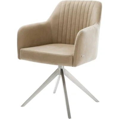Abbildung von Drehstuhl Greg Flex Mikrofaser Beige Vintage Kreuzgestell breit Edelstahl 360 drehbar Wippfunktion Taschenfederkern