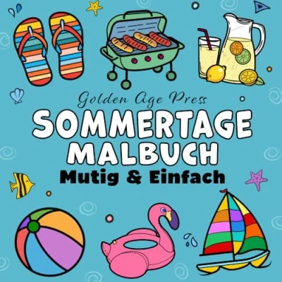 Abbildung von Sommertage Mutig &amp; Einfach Malbuch: Einfacher Großdruck Strand, Feiertag und Strandurlaub Designs für Erwachsene, Kinder Anfänger (Mutig Malbücher)