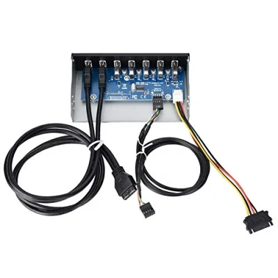 Abbildung von ASHATA USB 3.0 Front Panel,Multifunktionspanel Frontpanel 7 Ports 2 USB3.0+4 USB2.0+Schnelllade Hub,Super Speed Optisches Laufwerk Panel für 5.25 Zoll Laufwerke