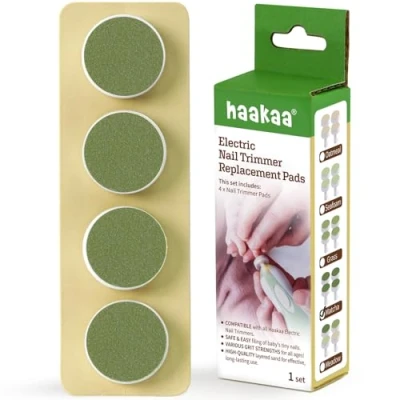 Abbildung von haakaa Elektrischer Nagelschneider Ersatzpads Baby Köpfe für Standard Nagelfeile, Geeignet 12+ Monate, Matcha