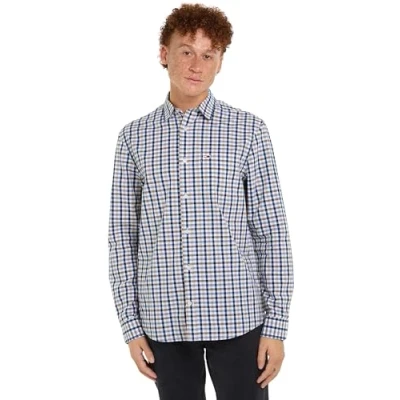 Abbildung von Tommy Jeans Herren Hemd Check Shirt Langarm, Mehrfarbig (White Check), XS