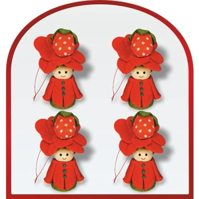 Abbildung von AV Andrea Verlag 4 x Filzfiguren aus Holz Erdbeerkinder Wichtel Püppchen Filz und Strick Deko zum Basteln Dekoanhänger Baumanhänger Anhänger Strickfiguren