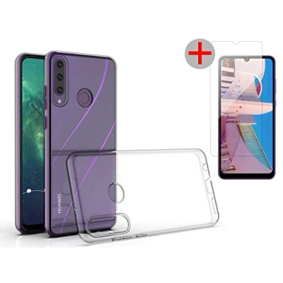 Abbildung von Handy 9H Schutzglas Displayschutz + Silikon Schutzhülle Cover Case Schale Tasche TPU Transparent kompatibel mit Samsung Galaxy A41 (A415F)
