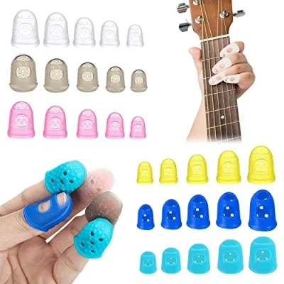 Abbildung von 30 Stücke Silikon Fingerschutz Abdeckungen, Gitarre Anti Rutsch Fingerspitzen Fingerkuppen Protector, Rutschfest Fingerhülle für Spielen Klebstoffe Wachs Harz Nähen Kochen