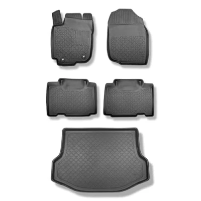 Abbildung von Mossa Set TPE Fußmatten Auto + Kofferraumwanne kompatibel mit Toyota RAV4 IV SUV (03.2013 12.2018) schwarz Automatten Autoteppiche Kofferraummatte rutschfest Schutzmatte G