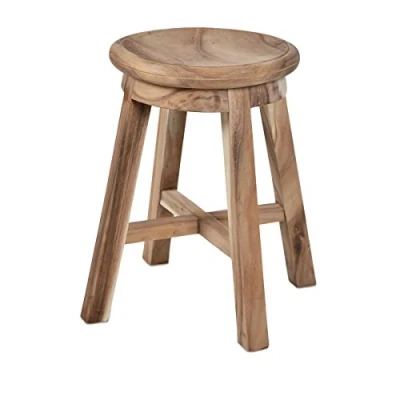 Abbildung von Divero Hocker Sitzhocker Holzhocker Badhocker Duschhocker Schemel Suar Holz massiv unbehandelt Reine Handarbeit rund braun