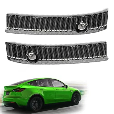 Abbildung von Shop4EV Schutzblende Kofferraum Ladekante Ladekantenschutz Zubehör Edelstahl Set 2 Teilig Schutz Stoßstangenschutz Kompatibel mit Tesla Model Y (Carbon Optik)