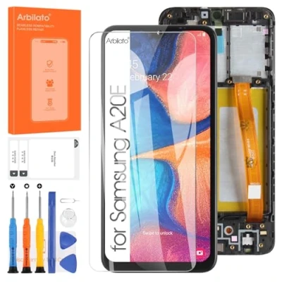 Abbildung von Display für Samsung Galaxy A20e LCD Bildschirm Ersatz Touchscreen SM A202F Digitalisierer Glas Werkzeugen Montage Reparatur Set (Schwarz mit Rahmen)