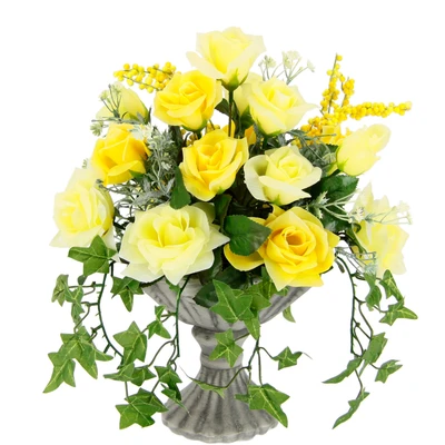 Abbildung von I.GE.A. Kunstblume &quot;Rosen&quot;, Im Pokal aus Keramik Grabschmuck Künstliche Blumen Rose