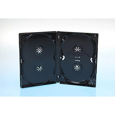 Abbildung von 10 Amaray DVD Hüllen / Farbe: schwarz 4er 4fach Box