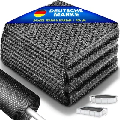 Abbildung von tillvex® Premium Pool Solarabdeckplane 400 µm Rund Ø 427 cm Solarfolie Wärmeplane zuschneidbar Solarplane Solarabdeckung Poolheizung Poolsolarplane für Wassererwärmung