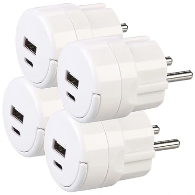 Abbildung von revolt USB Ladeadapter: 4er Set Doppel Netzteile mit C PD und A QC 3.0, 20 Watt (USB Ladegerät Power Delivery, intelligentes Handy Ladegerät, Messgerät)