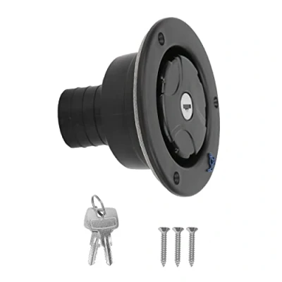Abbildung von Tankdeckel 85mm RV Wassertankdeckel mit Feder und Dichtungsring Universal Frischwassereinlass 2 Schlüsseln Auslaufsicherer Wasser Wasserdeckel für Wohnwagen Wohnmobil Boot Auto(Schwarz)