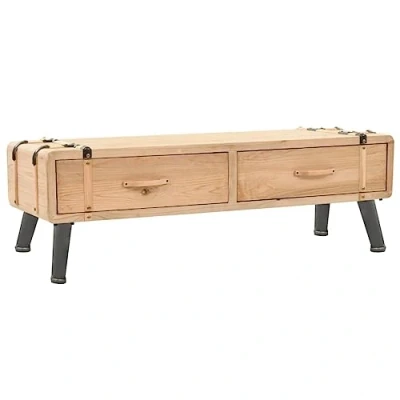 Abbildung von vidaXL Tannenholz Massiv TV Schrank 2 Schubladen Lowboard Möbel Tisch Board Sideboard Fernsehtisch Fernsehschrank HiFi 110x33x35cm