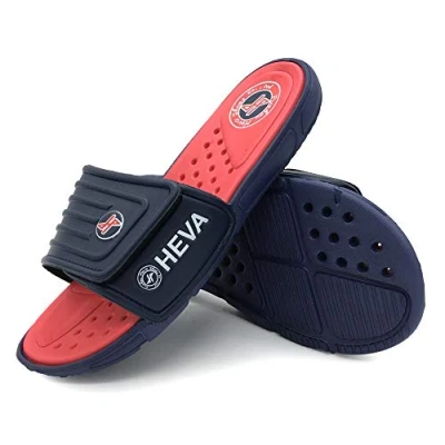 Abbildung von HEVA Slide Badeschuhe Herren Sommer Sandalen (44 EU Blau/Rot)