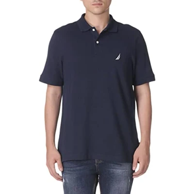 Abbildung von Nautica Herren Short Sleeve Solid Cotton Pique Polo Shirt Poloshirt, Marineblau, Groß