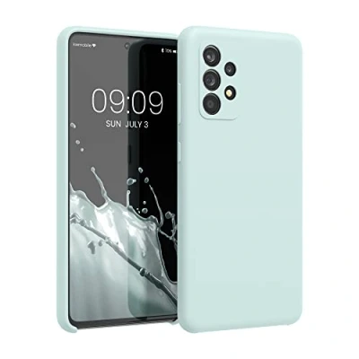 Abbildung von kwmobile Hülle kompatibel mit Samsung Galaxy A52 / 5G A52s Silikon Handy Case Handyhülle weiche Oberfläche kabelloses Laden Cool Mint